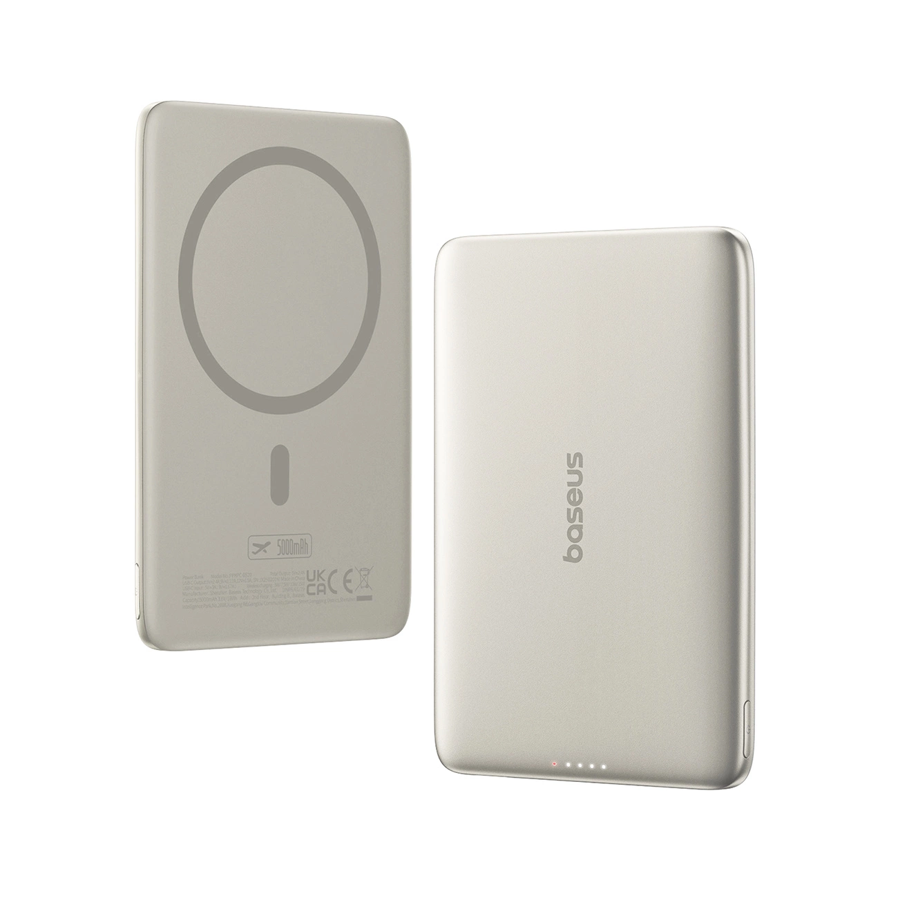 Spoljna bežična baterija Baseus PicoGo AM41, 5000mAh, 20W, PD + FQI, 1 x QI - 1 x USB-C, Bež