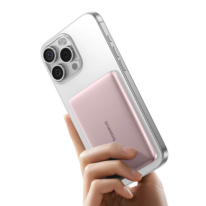 Spoljna bežična baterija Baseus PicoGo AM41, 5000mAh, 20W, PD + FQI, 1 x QI - 1 x USB-C, Roze