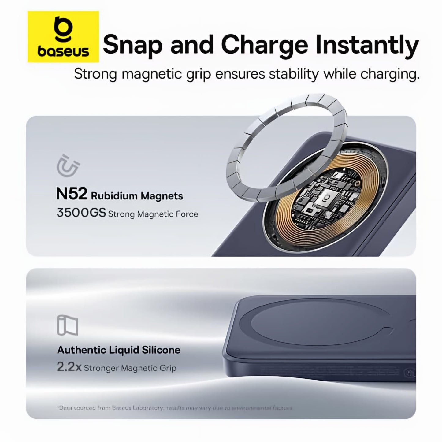 Spoljna bežična baterija Baseus EnerFill FM11 Ultra-Mini, 10000mAh, 22.5W, PD + FQI, 1 x QI - 1 x USB-C, Siva E0026602