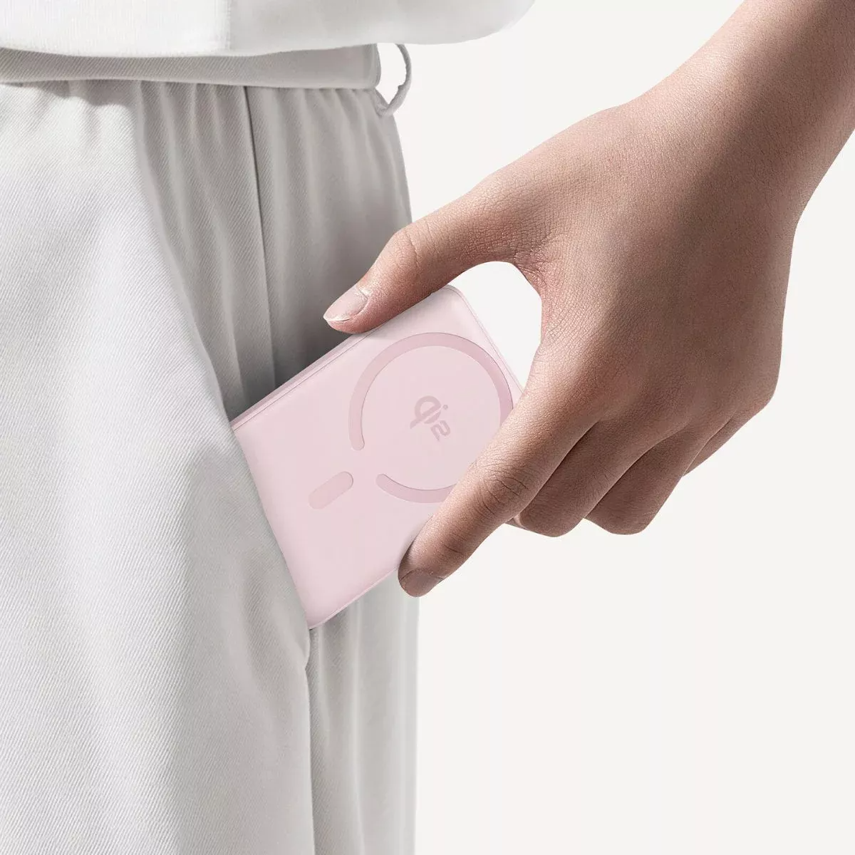 Spoljna bežična baterija Baseus Enerfill FM12, 10000mAh, 22.5W, PD + FQI, 1 x QI - 1 x USB-C, Roze E0028502