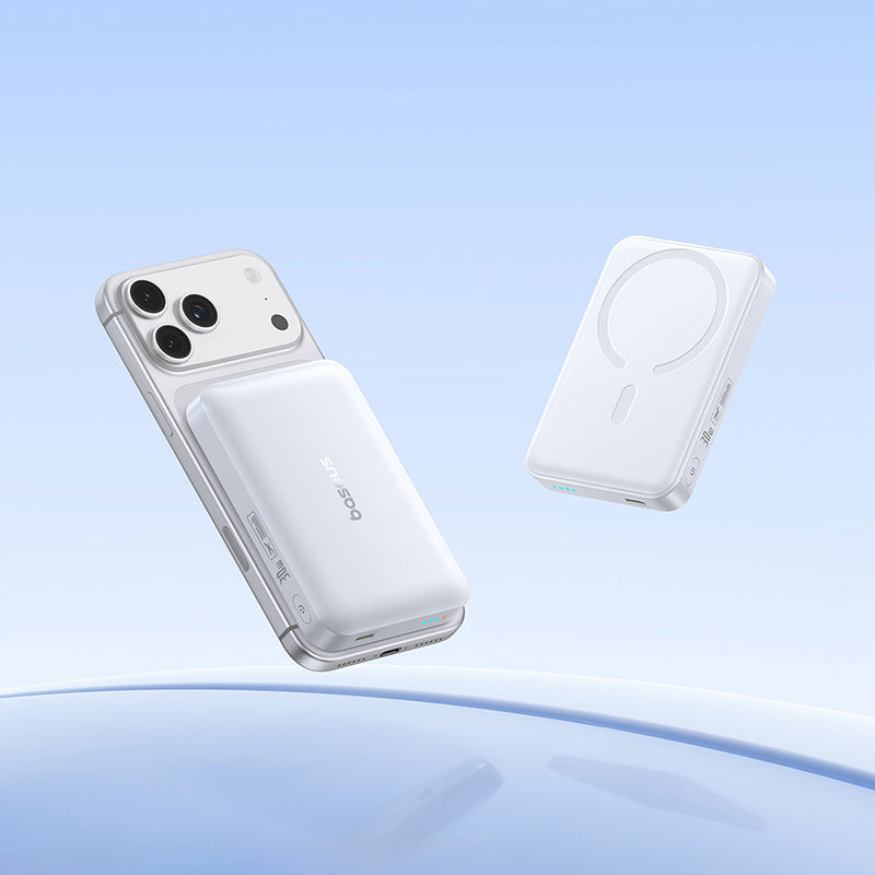Bežična eksterna baterija Baseus EnerFill FM11, 10000mAh, 30W, PD + FQI, 1 x QI - 1 x USB-C, Bela