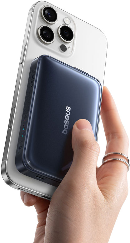 Bežična eksterna baterija Baseus PicoGo AM61, 10000mAh, 45W, PD + FQI, 1 x QI - 2 x USB-C, Crna E0028V00
