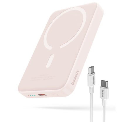 Baterie Externa Wireless Baseus Magnetic Mini, 10000mAh, 20W, PD + FQI, 1 x QI - 1 x USB-C, Roz P10059001413-00