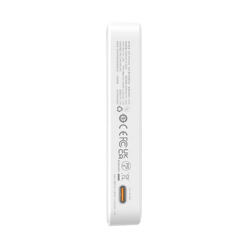 Spoljna bežična baterija Baseus MagPro PPCXZ05, 5000mAh, 20W, PD + FQI, 1 x QI - 1 x USB-C, Bela P10064101223-00