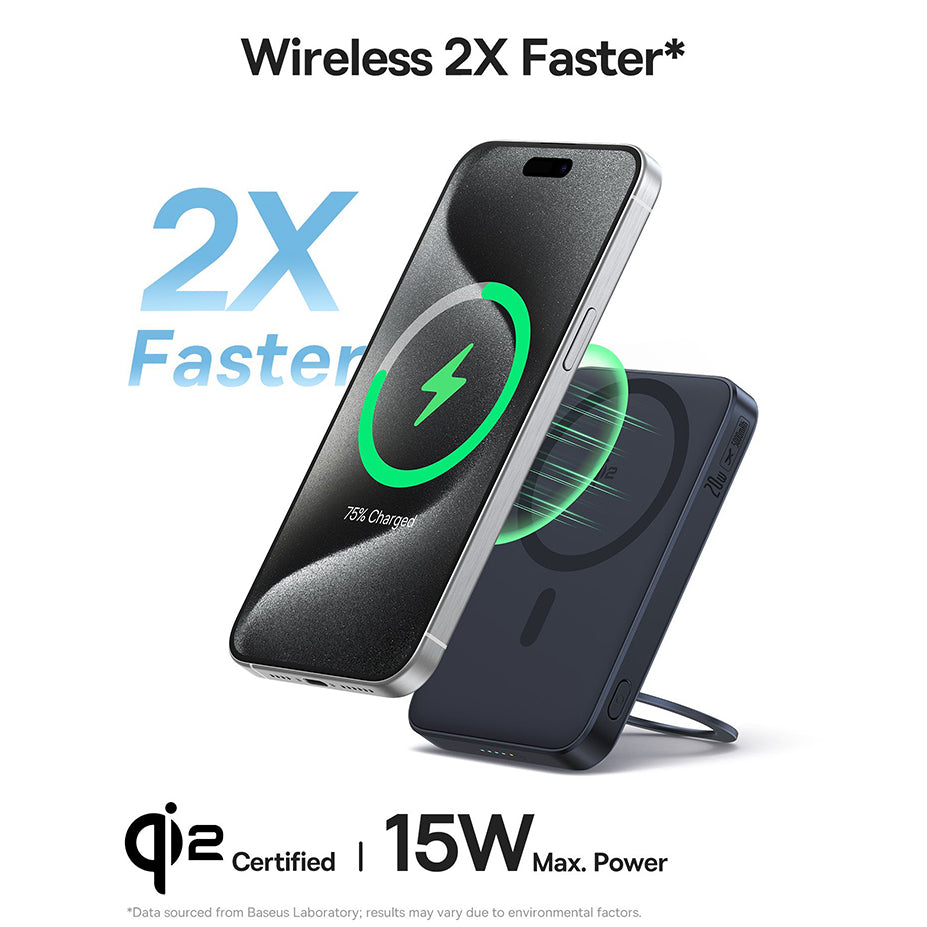 Eksterna bežična baterija Baseus PicoGo, 5000mAh, 20W, PD + FQI, 1 x QI - 1 x USB-C, Crna P10076802123-00