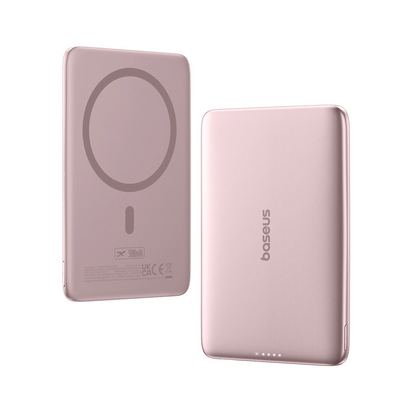 Spoljna bežična baterija Baseus PicoGo AM41, 5000mAh, 20W, PD + FQI, 1 x QI - 1 x USB-C, Roze