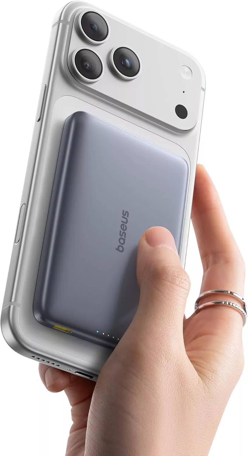 Spoljna bežična baterija Baseus PicoGo AM41, 10000mAh, 27W, PD + FQI, 1 x QI - 1 x USB-C, Siva E0027200