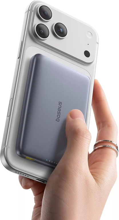 Spoljna bežična baterija Baseus PicoGo AM41, 10000mAh, 27W, PD + FQI, 1 x QI - 1 x USB-C, Siva E0027200