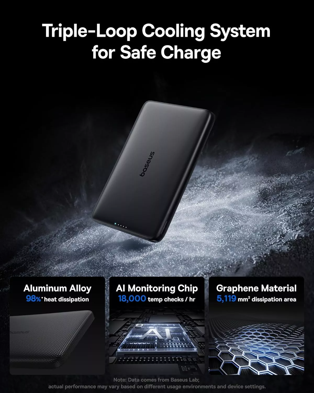 Spoljna bežična baterija Baseus PicoGo AM41, 10000mAh, 27W, PD + FQI, 1 x QI - 1 x USB-C, Crna E0027201