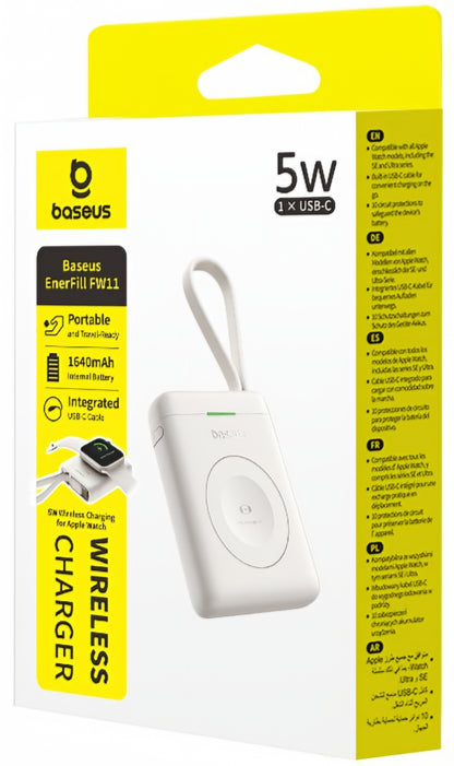 Bežična Eksterna Baterija Baseus EnerFill FW11, 1640mAh, 5W, 1 x QI, Bela E0205302