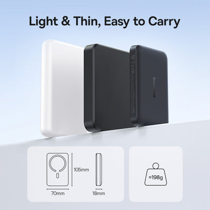 Bežična eksterna baterija Baseus EnerFill FM11, 10000mAh, 30W, PD + FQI, 1 x QI - 1 x USB-C, Crna