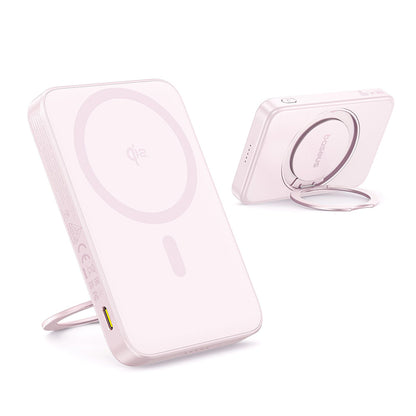 Spoljna bežična baterija Baseus PicoGo, 5000mAh, 20W, PD + FQI, 1 x QI - 1 x USB-C, Roze P10076800413-00