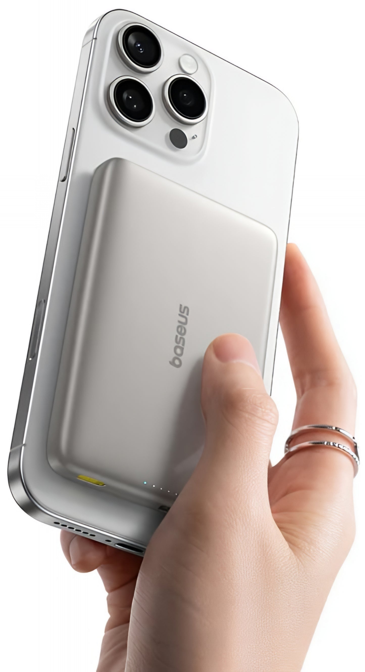 Spoljna bežična baterija Baseus PicoGo AM41, 10000mAh, 27W, PD + FQI, 1 x QI - 1 x USB-C, Bež E0027203