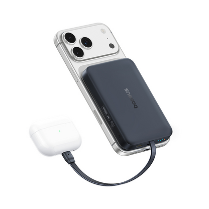 Baseus EnerFill FM11 bežna eksterna baterija, 10000 mAh, 30 W, PD + FQI, 1 x QI – 2 x USB-C, crna E0028904