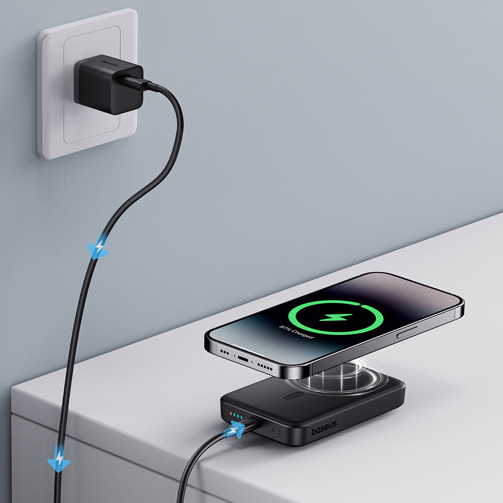 Spoljna baterija Wireless Baseus Magnetic Mini, 10000mAh, 20W, PD + FQI, 1 x QI - 1 x USB-C, Crna P10059001113-00