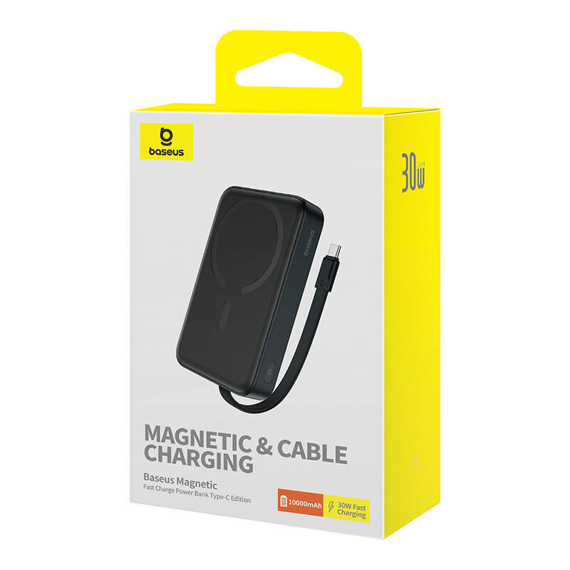 Wireless External Battery Baseus Magnetic Mini, 10000mAh, 30W, PD + FQI, 1 x QI - 2 x USB-C, Black P1002210B113-00
