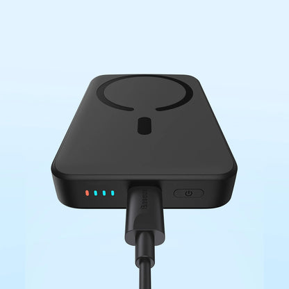 Baseus Magnetic Mini Wireless External Battery, 10000mAh, 20W, PD + FQI, 1 x QI - 1 x USB-C, Black PPCX070001