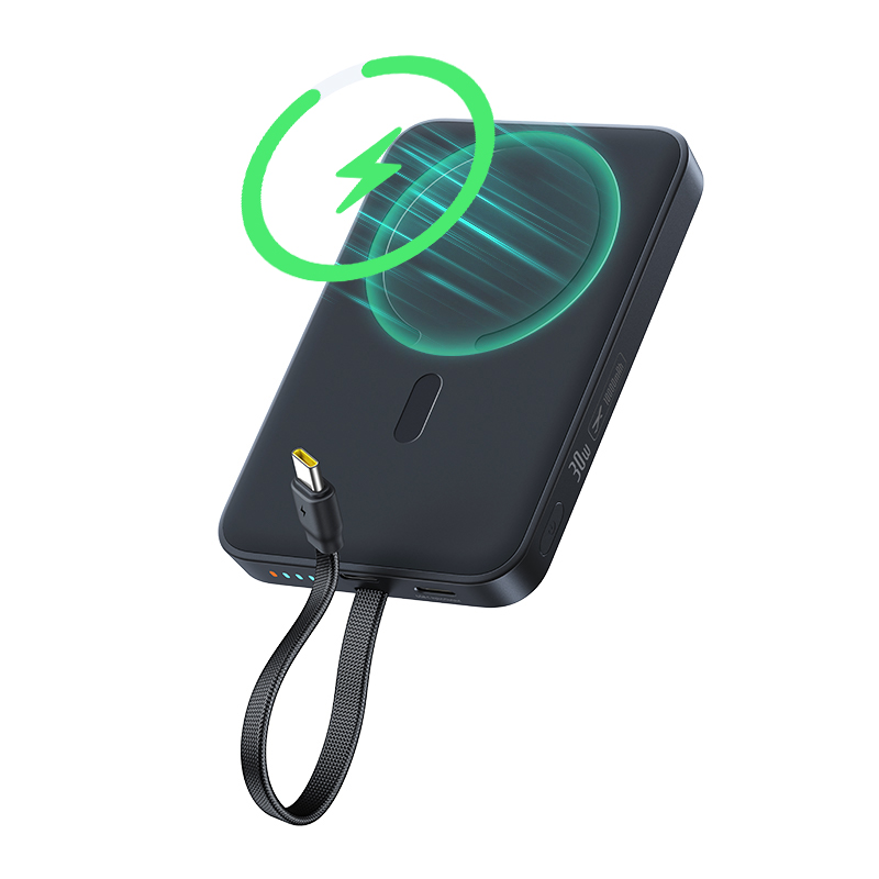 Baseus EnerFill FM11 bežna eksterna baterija, 10000 mAh, 30 W, PD + FQI, 1 x QI – 2 x USB-C, crna E0028904