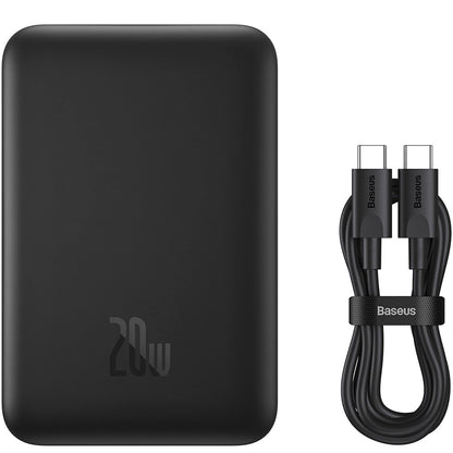 Baseus Magnetic Mini Wireless External Battery, 10000mAh, 20W, PD + FQI, 1 x QI - 1 x USB-C, Black PPCX070001