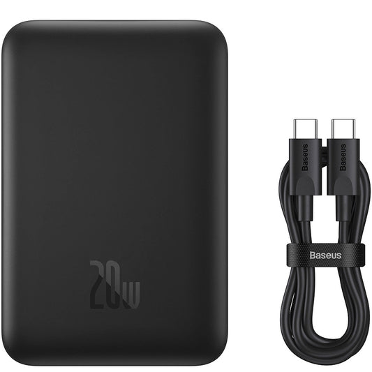Baseus Magnetic Mini Wireless External Battery, 10000mAh, 20W, PD + FQI, 1 x QI - 1 x USB-C, Black PPCX070001