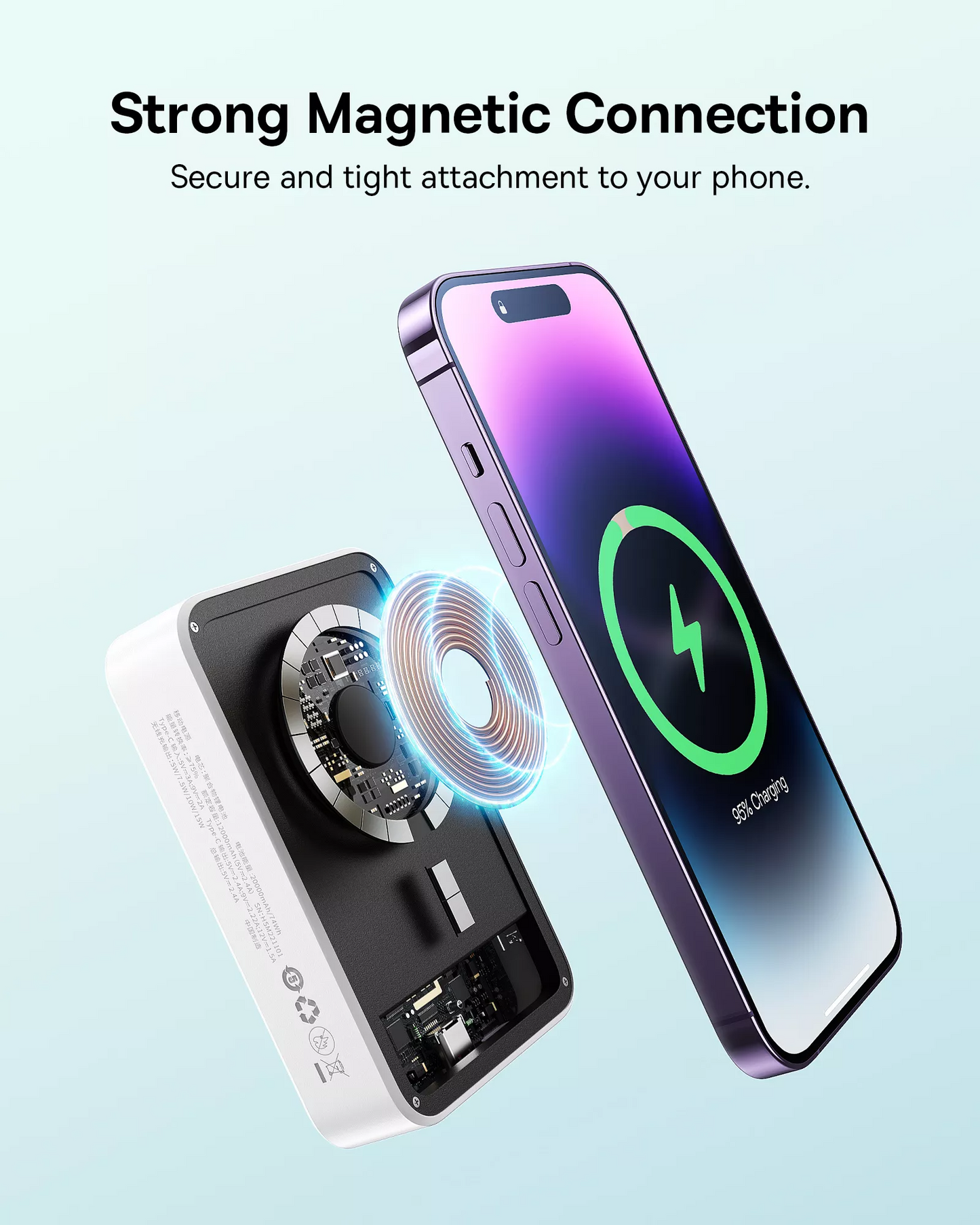 Bežična eksterna baterija Baseus EnerFill FM41 Mini, 20000mAh, 20W, PD + FQI, 1 x QI - 1 x USB-C, Bela E0027U01