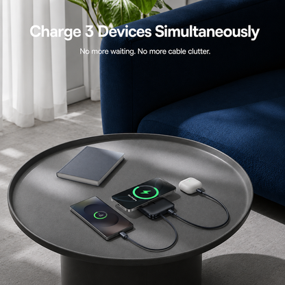 Bežična eksterna baterija Baseus PicoGo AM61, 10000mAh, 45W, PD + FQI, 1 x QI - 2 x USB-C, Crna E0028V00