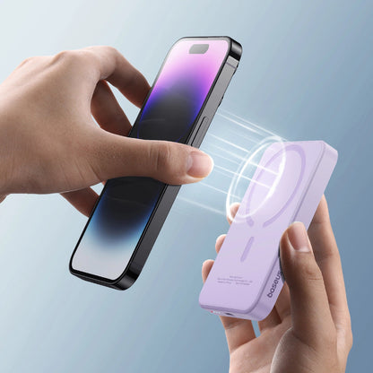 Baterie Externa Wireless Baseus Magnetic Mini, 5000mAh, 20W, PD + FQI, 1 x QI - 1 x USB-C, Mov P10022107513