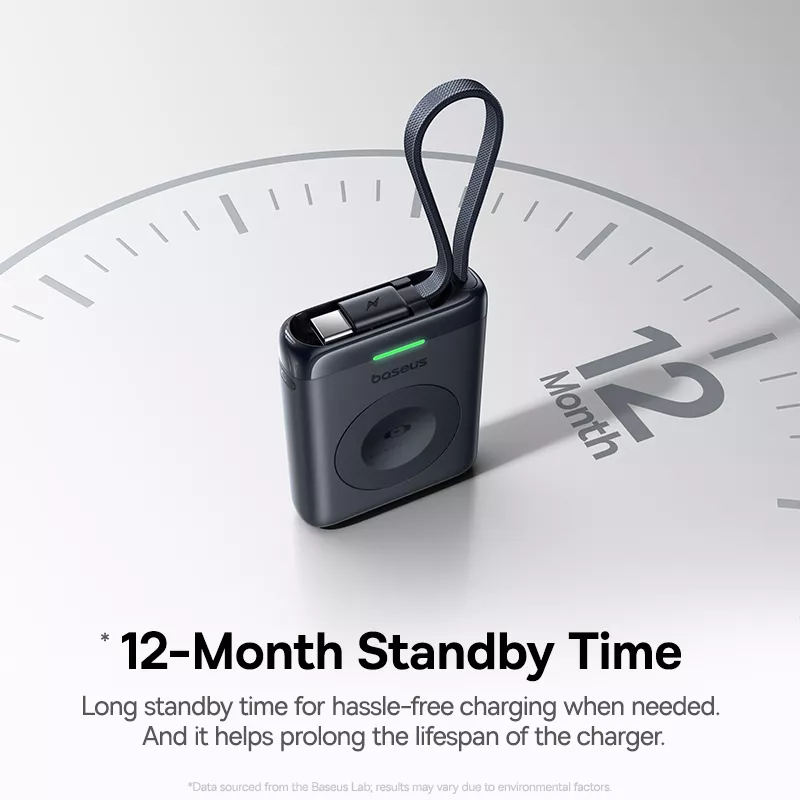 Bežična Eksterna Baterija Baseus EnerFill FW11 za Apple Watch Series, 1640mAh, 5W, 1 x QI, Crna E0205301