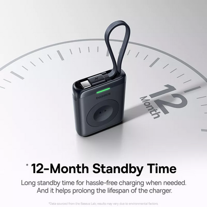 Bežična Eksterna Baterija Baseus EnerFill FW11 za Apple Watch Series, 1640mAh, 5W, 1 x QI, Crna E0205301