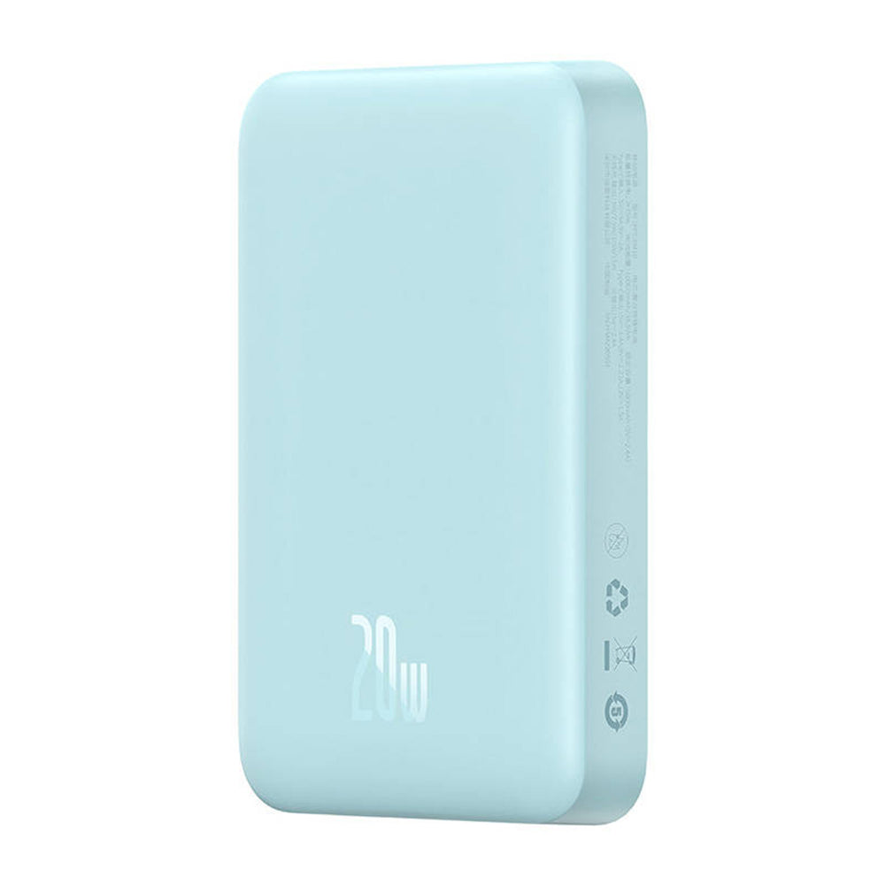 Spoljna bežična baterija Baseus Magnetic Mini, 10000mAh, 20W, PD + FQI, 1 x QI - 1 x USB-C, Plava PPCX110103