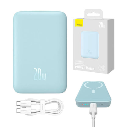 Spoljna bežična baterija Baseus Magnetic Mini, 10000mAh, 20W, PD + FQI, 1 x QI - 1 x USB-C, Plava PPCX110103