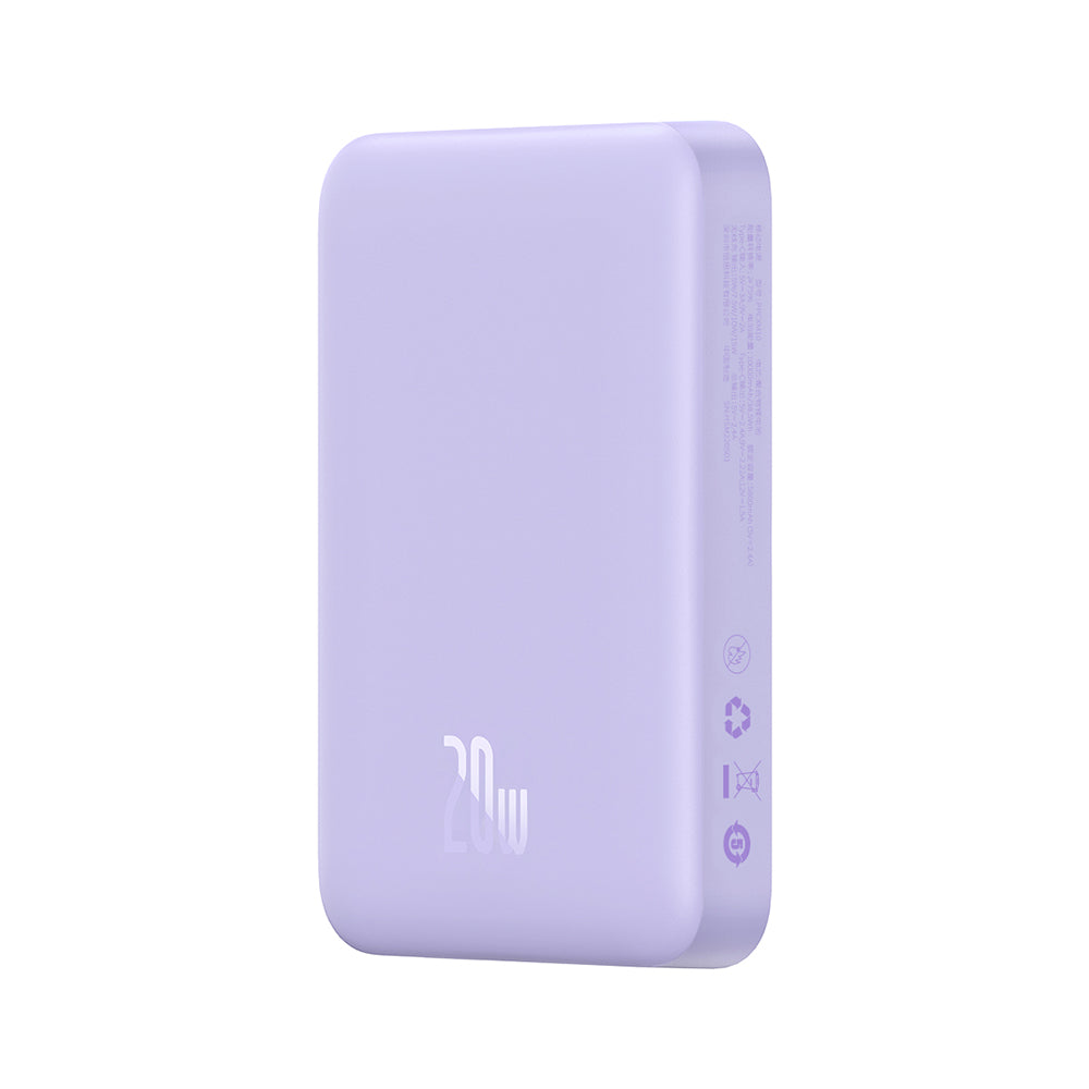Spoljna bežična baterija Baseus Magnetic Mini, 10000mAh, 20W, PD + FQI, 1 x QI - 1 x USB-C, Ljubičasta PPCX110105