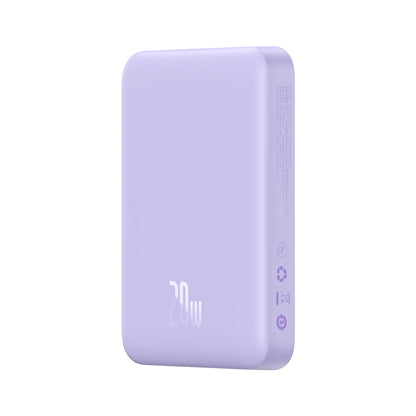 Spoljna bežična baterija Baseus Magnetic Mini, 10000mAh, 20W, PD + FQI, 1 x QI - 1 x USB-C, Ljubičasta PPCX110105
