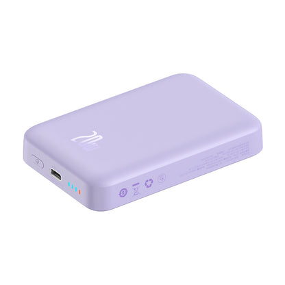 Spoljna bežična baterija Baseus Magnetic Mini, 10000mAh, 20W, PD + FQI, 1 x QI - 1 x USB-C, Ljubičasta PPCX110105