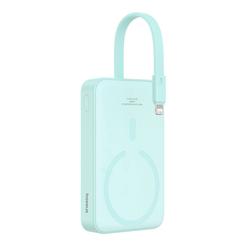Spoljna baterija Wireless Baseus Magnetic Mini, 10000mAh, 20W, PD + FQI, 1 x Lightning - 1 x QI - 1 x USB-C, Zelena P10022109333-00