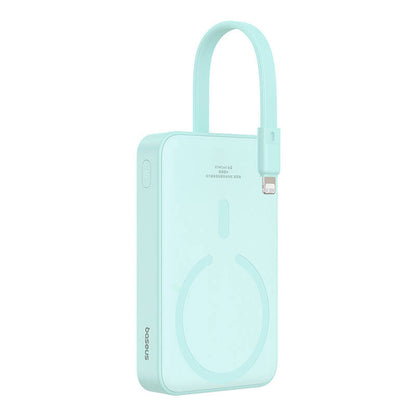 Spoljna baterija Wireless Baseus Magnetic Mini, 10000mAh, 20W, PD + FQI, 1 x Lightning - 1 x QI - 1 x USB-C, Zelena P10022109333-00