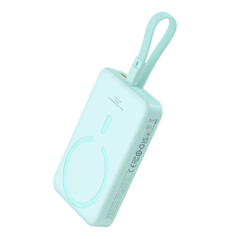 Spoljna baterija Wireless Baseus Magnetic Mini, 10000mAh, 20W, PD + FQI, 1 x Lightning - 1 x QI - 1 x USB-C, Zelena P10022109333-00