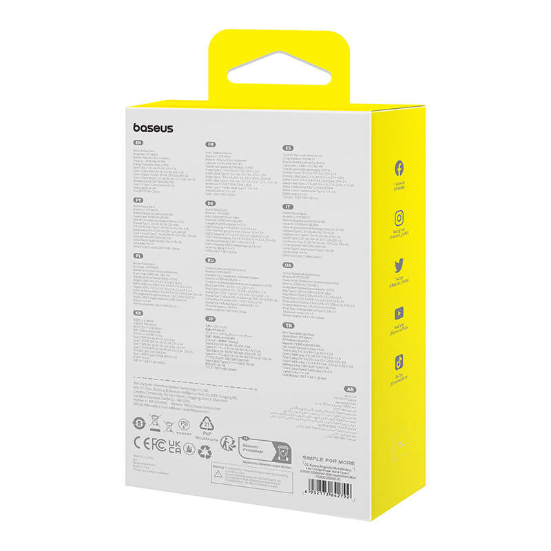 Spoljna bežična baterija Baseus Magnetic Mini, 10000mAh, 30W, PD + FQI, 1 x Lightning - 1 x QI - 1 x USB-C, Plava P1002210B333-00