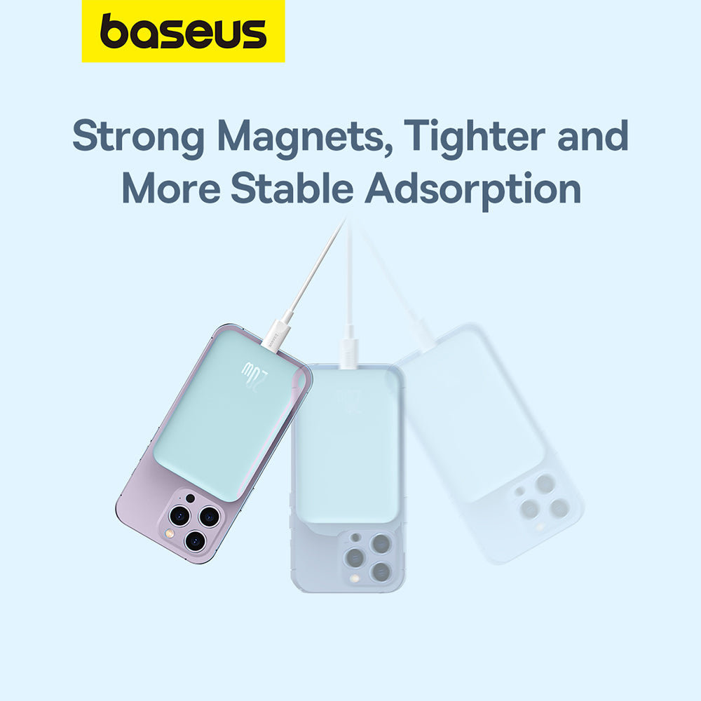 Spoljna bežična baterija Baseus Mini Air, 6000mAh, 20W, PD + FQI, 1 x QI - 1 x USB-C, Plava P10059002313-00