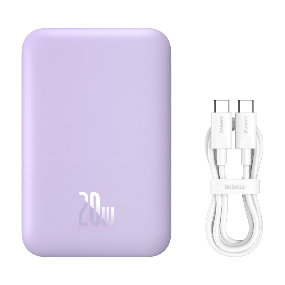 Spoljna bežična baterija Baseus Mini Air, 6000mAh, 20W, PD + FQI, 1 x QI - 1 x USB-C, Ljubičasta P10059002513-00