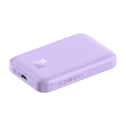 Spoljna bežična baterija Baseus Mini Air, 6000mAh, 20W, PD + FQI, 1 x QI - 1 x USB-C, Ljubičasta P10059002513-00