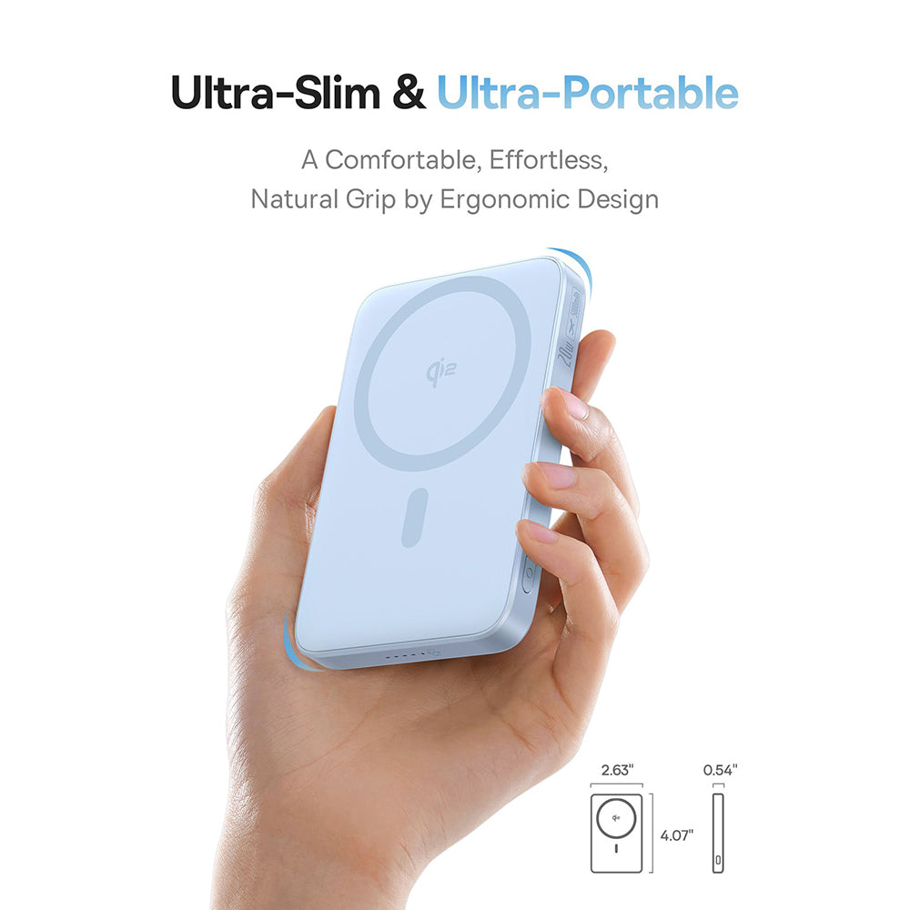 Spoljna bežična baterija Baseus PicoGo, 5000mAh, 20W, PD + FQI, 1 x QI - 1 x USB-C, Plava P10076800313-00