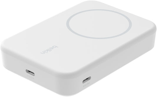 Bežična Eksterna Baterija Belkin BoostCharge Pro sa Postoljem, 10000mAh, 15W, FQI, 1 x QI - 1 x USB-C, Bela BPD008btWH