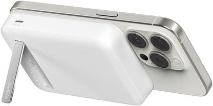 Bežična eksterna baterija Belkin BoostCharge Pro sa postoljem, 8000mAh, 15W, FQI, 1 x QI - 1 x USB-C, Bela BPD007btWH