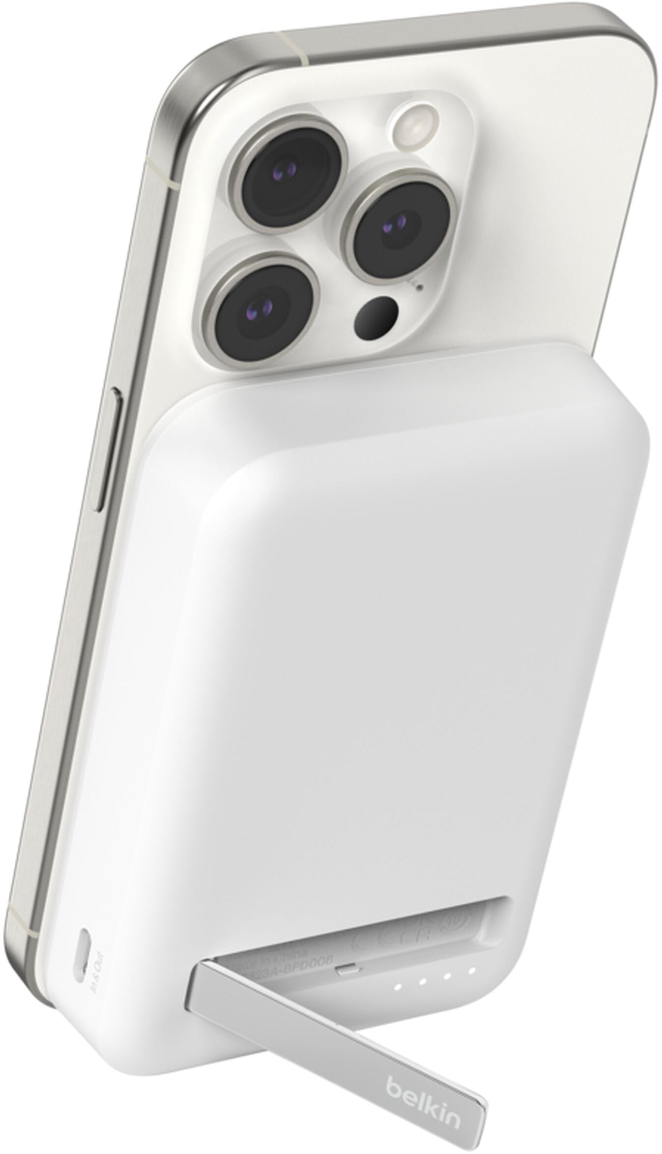 Bežična Eksterna Baterija Belkin BoostCharge Pro sa Postoljem, 10000mAh, 15W, FQI, 1 x QI - 1 x USB-C, Bela BPD008btWH
