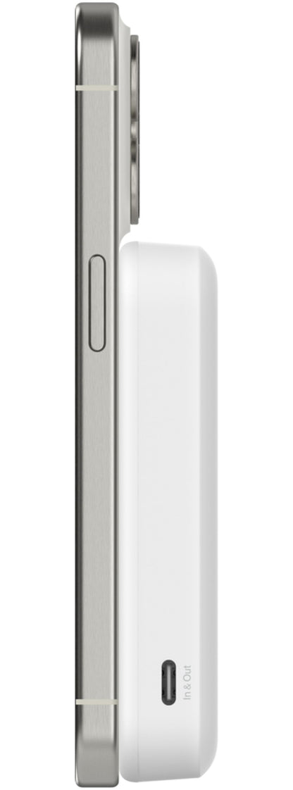 Bežična eksterna baterija Belkin BoostCharge Pro sa postoljem, 8000mAh, 15W, FQI, 1 x QI - 1 x USB-C, Bela BPD007btWH