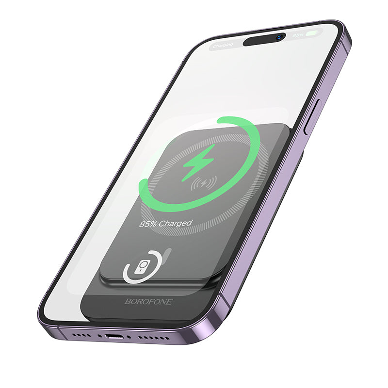 Spoljna baterija Wireless Borofone BJ63 Nimble, 5000mAh, 20W, PD + FQI, 1 x QI - 1 x USB-C, Crna