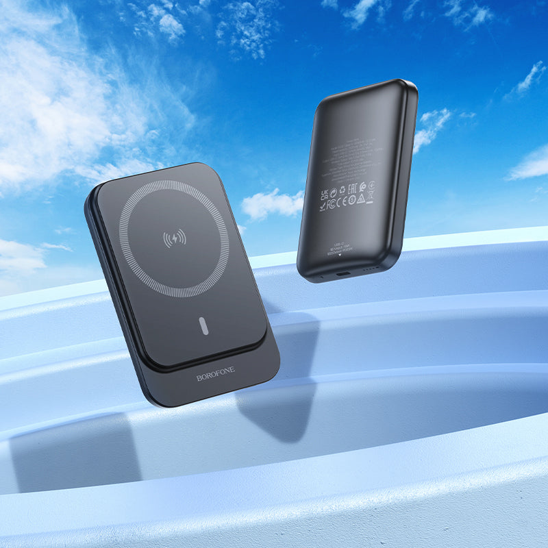 Spoljna baterija Wireless Borofone BJ63 Nimble, 5000mAh, 20W, PD + FQI, 1 x QI - 1 x USB-C, Crna