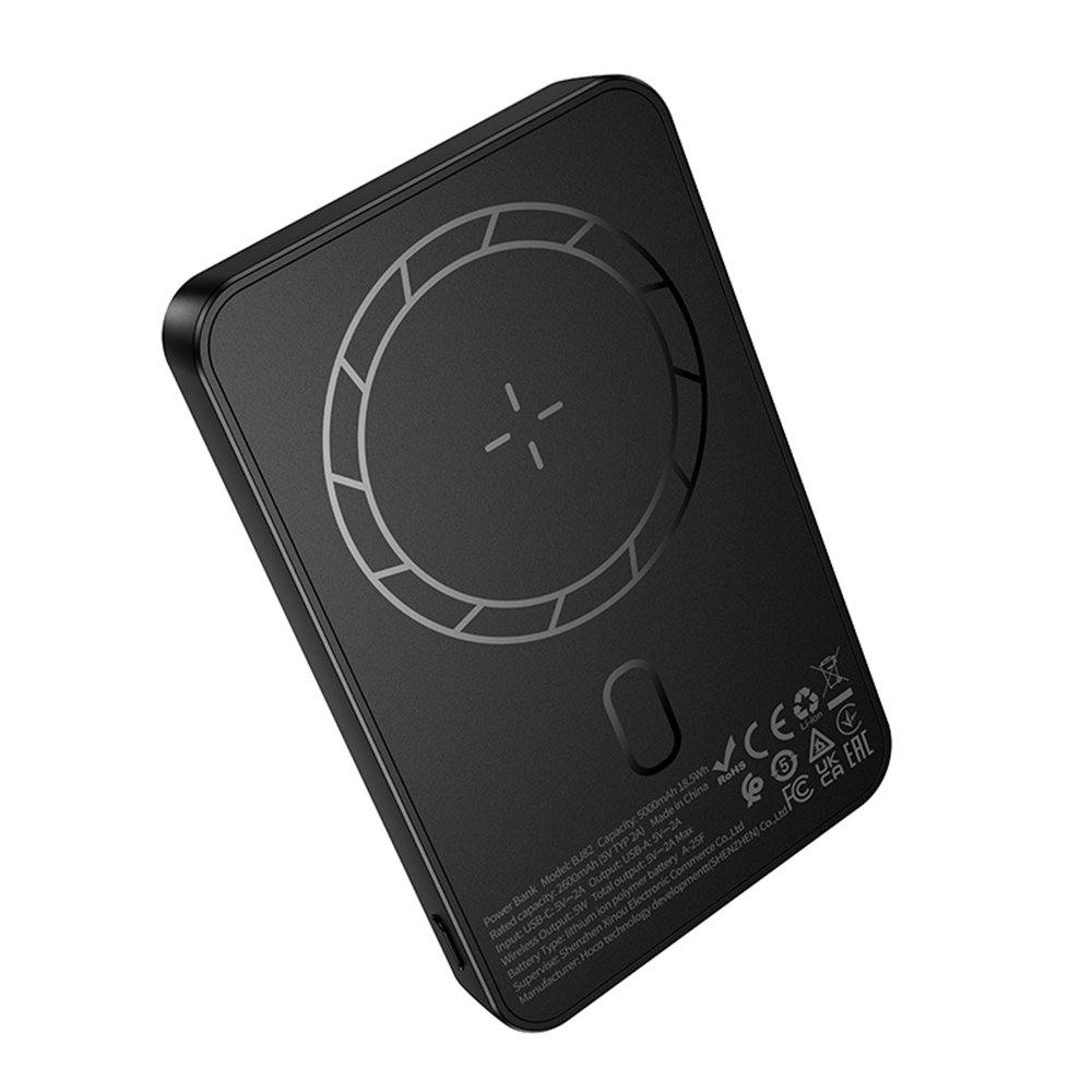 Spoljna bežična baterija Borofone BJ82 Dawn, 5000mAh, 10W, 1 x QI - 1 x USB-A, Crna