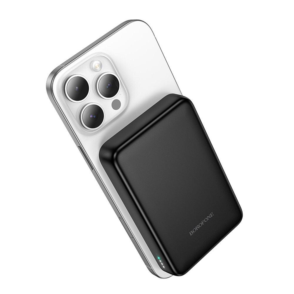 Spoljna bežična baterija Borofone BJ82A Dawn, 10000mAh, 22.5W, QC + PD + FQI, 1 x QI - 1 x USB-A - 1 x USB-C, Crna
